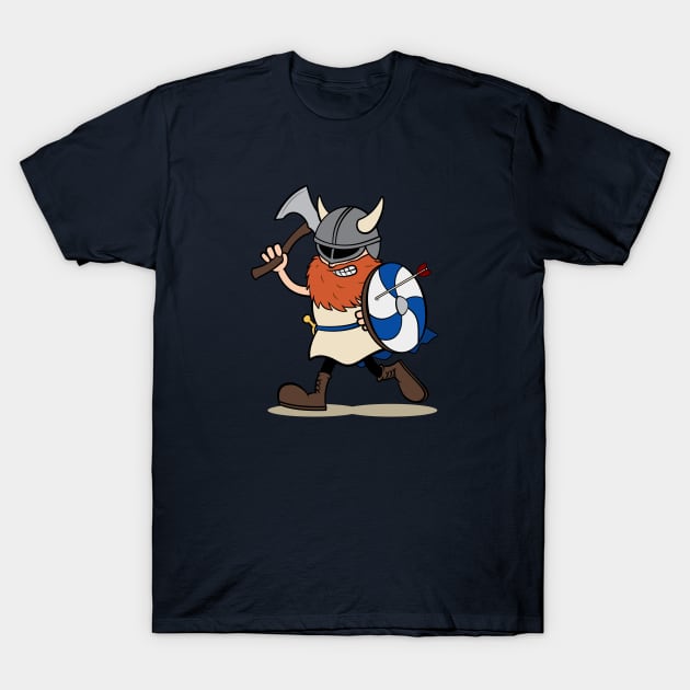 Viking Berserker Cartoon T-Shirt by Koyaanisqatsian